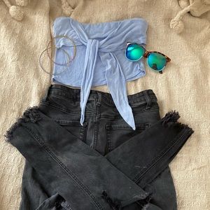 Tied Blue Crop Top
